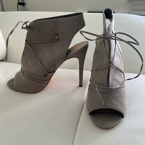 New Look Gray Suede Ankle Open-Toe High Heel 10M - Picture 4 of 7